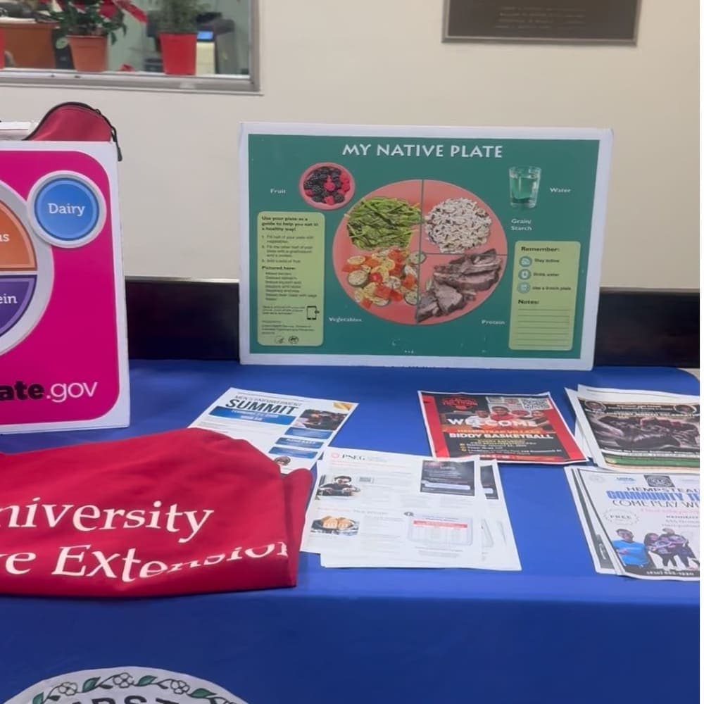 A community health table with My Native Plate nutrition education materials
